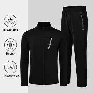 Men's 2-Piece Long Sleeve Casual Full Zip Running Sports Sweatsuit Set