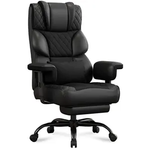 Vonesse Big and Tall Office Chair, Computer Chair with Soft Adjustable Armrests, Ergonomic Gaming Chair with Breathable Linen Design, Executive Chairs with Footrest V3048A