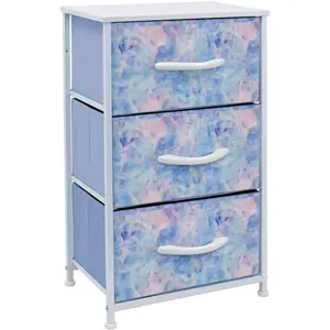 Sorbus 3-Drawer Nightstand in Tie-dye Colors for Children's Room with Tabletop Surface and Foldable Fabric Drawers night  stand