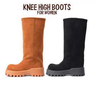 CELNEPHO Knee High Snow Boots for Women Suede Round Toe Chunky Platform Heel Warm Chunky Platform Heel Cozy Easy Pull on Winter Boot Casual Dress Shoes StepUp Style