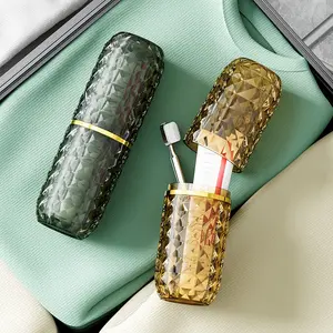 1-Pack Large Portable Travel Toothbrush Holder Cup Clear Bright Comfortable to Hold Toothpaste Mouthwash Storage Container for Business Trip School Camping Bathroom Household Travel Supplies (Orange/Green)