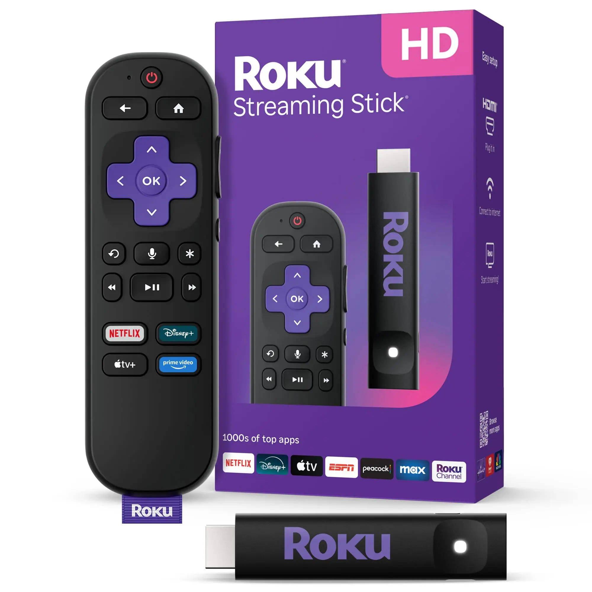 Roku Streaming Stick HD 2025 — HD Streaming Device for TV with Roku ...