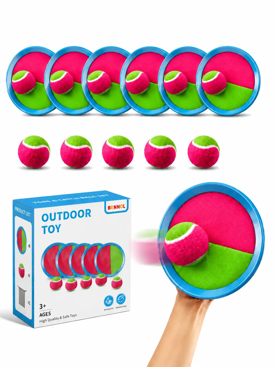Yard Holiday Party Game Toys, Outdoor Interactive Throwing Sticky Ball Game Toy, Beach Toys for Backyards Easter Gifts for Children/Adults/Family,Outdoor Games Ball Toy for Children, Toss And Catch Ball, Outdoor Sports Racket, Palm Ball