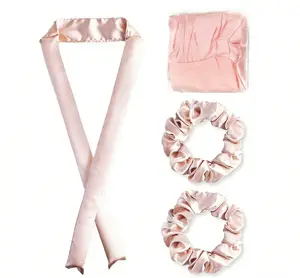 IVA Sleep In Hair Curlers Satin Sponge Heatless Curlers Set – Heatless Curls Overnight Hair Curler & 2 Satin Scrunchies Styling Tools