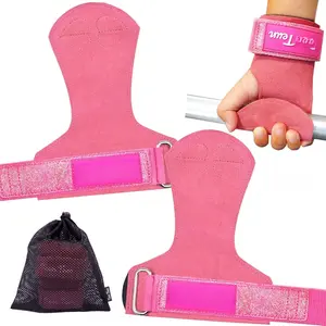 Glitter Wrist Straps for Weightlifting, Women's Gym Lifting Straps for Deadlift, Leather Workout Weight Lifting Grips With Neoprene Padded Wrist Wraps Support