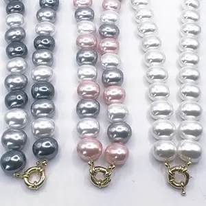 Maite Jewelry Set ROMANTICO MARINERO Pearl Beaded Necklaces with Gold Tone Clasps for Elegant Outfits