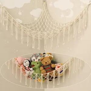 Stuffed Animal Storage Hammock Net Corner arge Toy Hammock Net for Stuffed Animals Room Decor - Cute Stuff Animal Organizer Plush Holder - Kids Baby Nursery Essentials Wall Bedroom Home Decor