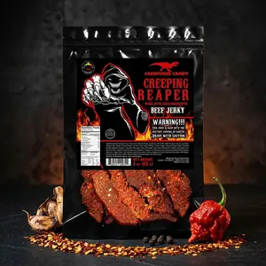 Creeping Reaper Beef Jerky - Extreme Heat Beef Jerky Product with Authentic Flavor and Textured Snack Salt Natural