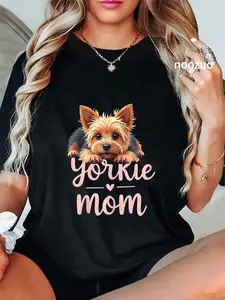 100% Cotton Yorkshire Terrier Mom Dog Yorkie Mama Cute Puppy T-Shirt for Women