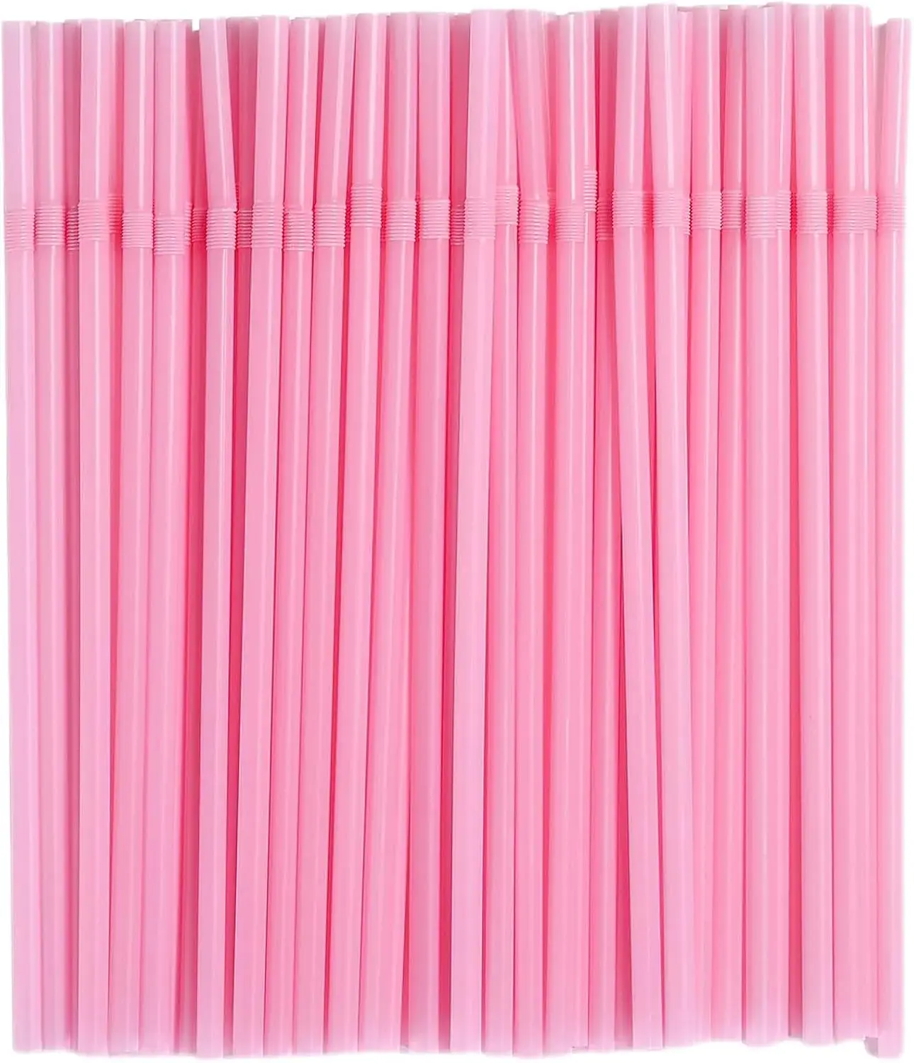 200 count Pink Straw 8.26" x 0.2"Solid Colors Flexible Drinking Straws, Plastic Disposable Bendy Straws (Pink)