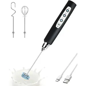 2026 New USB Rechargeable Handheld Milk Frother - 3-Speed Electric Whisk with 3 Replaceable Heads, Portable Foam Mixer for Latte, Hot Chocolate, Ideal Christmas Gift for Coffee Lovers (Sports & Outdoor Protective Gear Accessory)