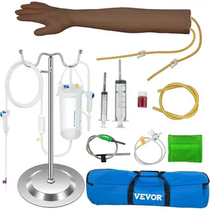 VEVOR IV Practice Kit Phlebotomy Practice Kit with Dark Skin, Venipuncture Practice Kit Skills Learning Model Arm Kit with Height Adjustable Infusion Stand for Students, NurseVEVOR Super Brand Day