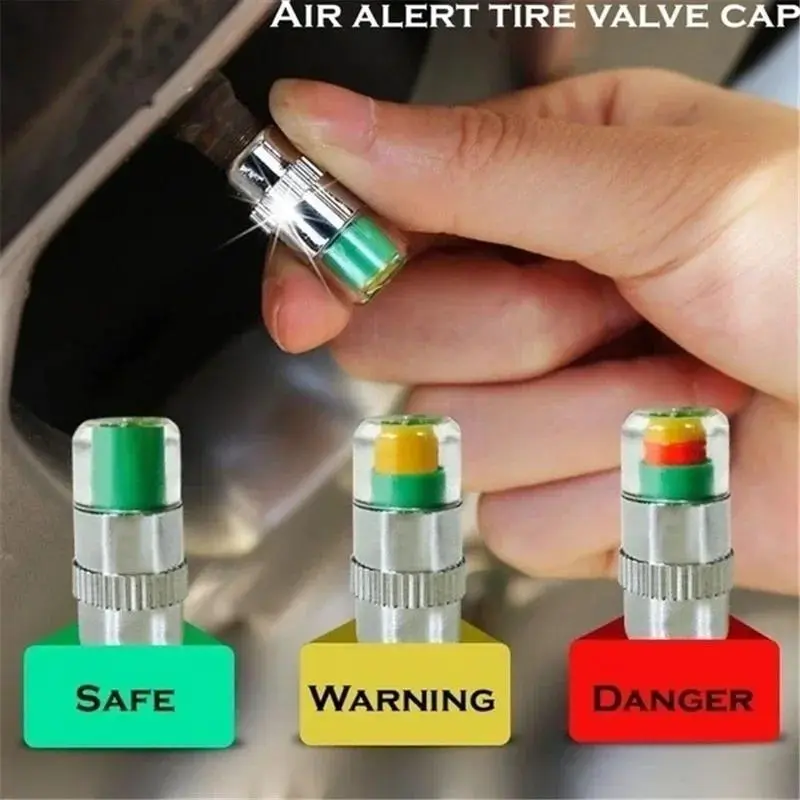 4pcs/Set Plastic core type car tire valve cap High precision tire pressure monitoring cap Air pressure detection warning Tyre Caps