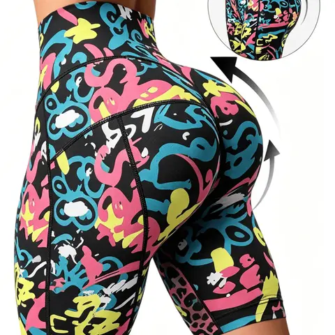 Fashion Printed Athletic Shorts for Women, Single Pack Trendy Pattern Sports Shorts, High Elastic Comfortable Wear, Loose Cut Free Movement, Perfect for Fitness, Jogging, Travel, Casual Daily Wear and Various Occasions