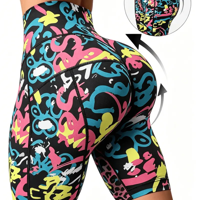 Fashion Printed Athletic Shorts for Women, Single Pack Trendy Pattern Sports Shorts, High Elastic Comfortable Wear, Loose Cut Free Movement, Perfect for Fitness, Jogging, Travel, Casual Daily Wear and Various Occasions