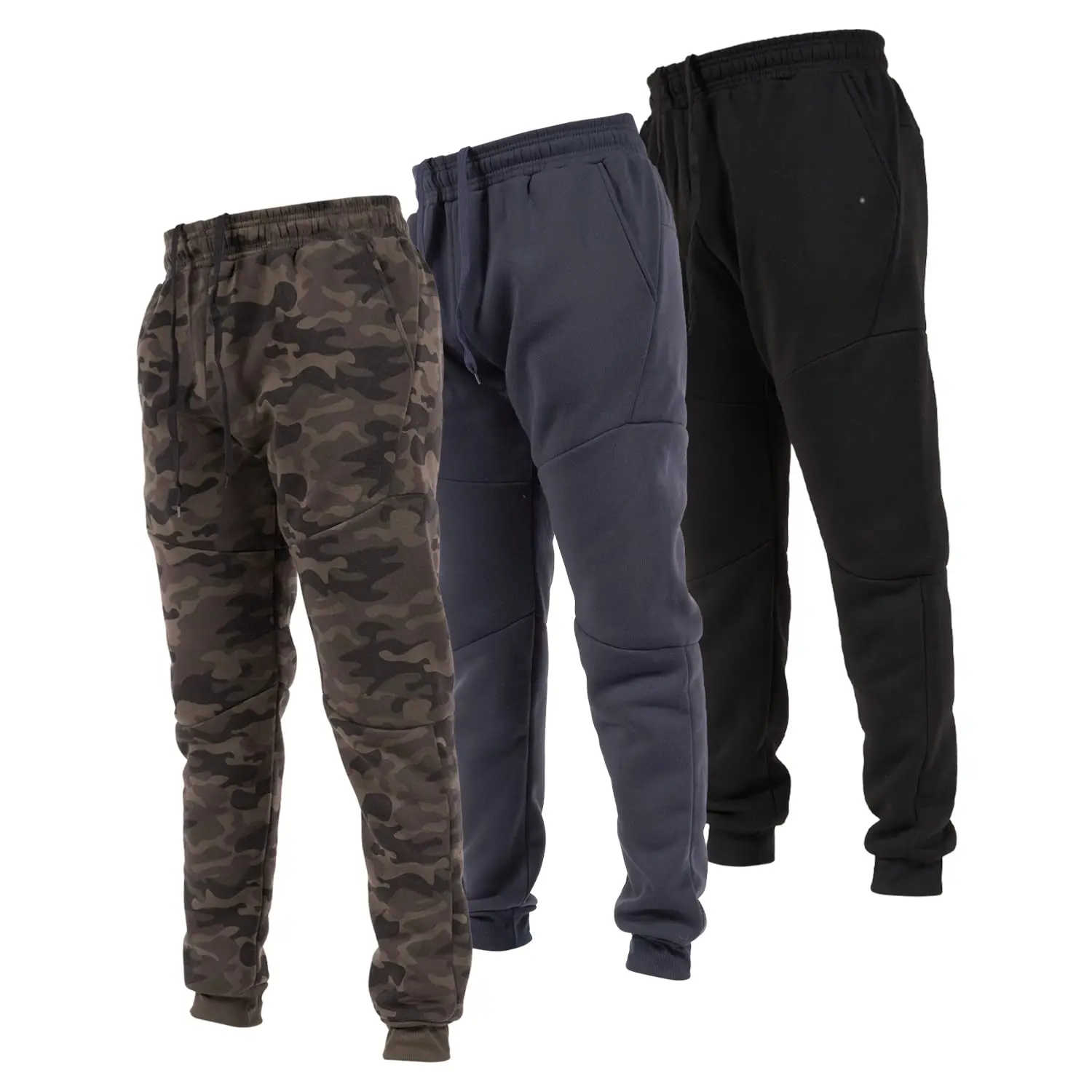 Ultra Performance 3 Pack Fleece Active Tech Joggers for Men Mens Sweatpants with Zipper Pockets in Solid Color & Color Block Styles