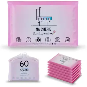 Disposable Toilet Seat Covers, 60 Sheets (6 Packs x 10), Extra Large, Flushable, Travel & Family Friendly