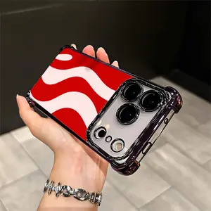 Red White Wave Graphic Bold Streetwear Shockproof Cover Aesthetic Supreme Wave For Iphone 17 Pro Max IPhone 11 12 13 14 15 16 Pro Max Plus Shockproof Soft Silicone Smartphone Protective Case Cellphone Shell Q88 Aesthetic Protection