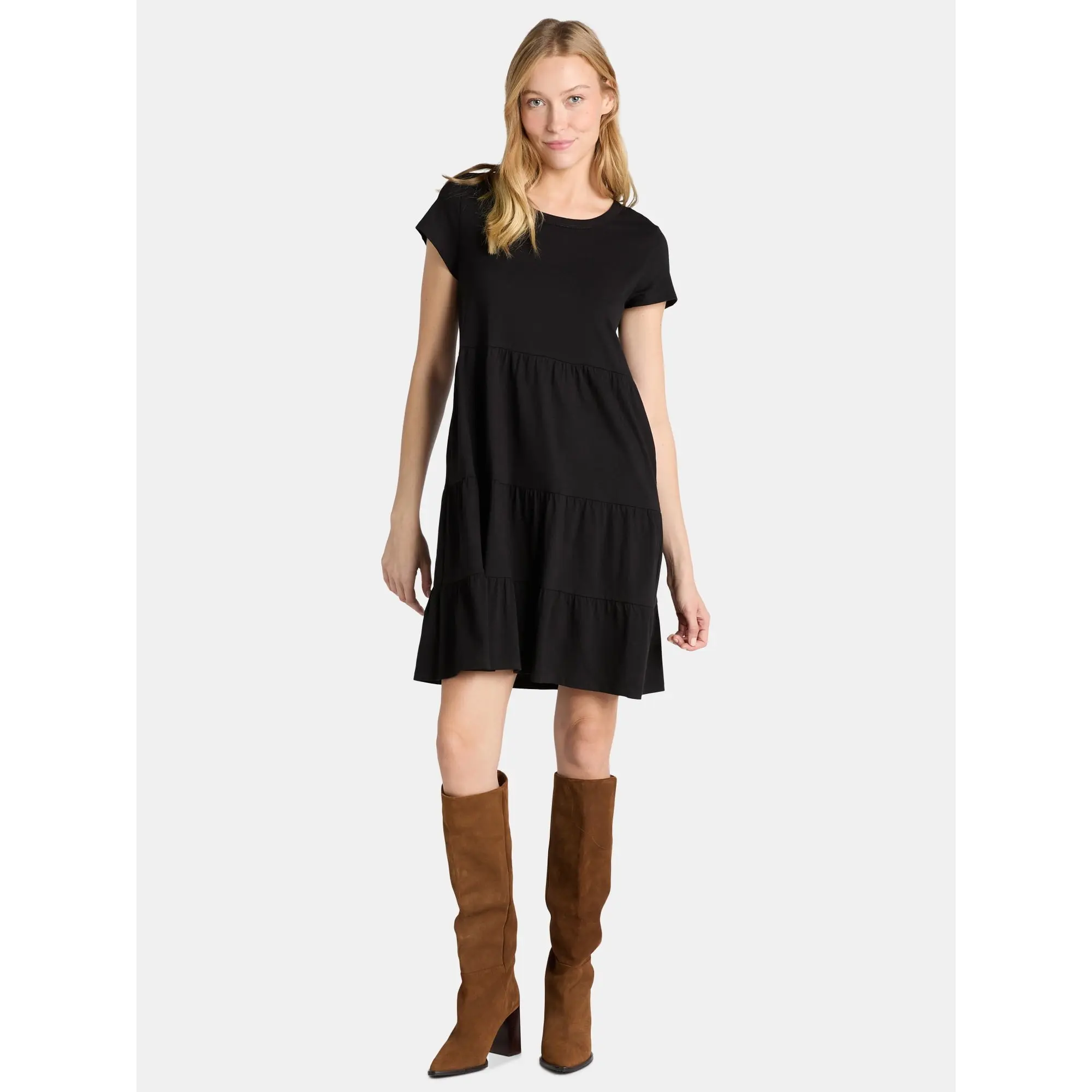 Time and Tru Women's Tiered Cotton Mini Dress, Black Casual Summer Dress for Women and Plus Size, Short Sleeve Flowy Babydoll Dress, Lightweight Boho Sundress XS-XXXL - TikTok Shop Time and Tru Women's Tiered Cotton Mini Dress, Black Casual Summer Dress for Women and Plus Size, Short Sleeve Flowy Babydoll Dress, Lightweight Boho Sundress XS-XXXL - TikTok Shop