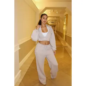 On The Go Fleece Pant Set - Taupe T