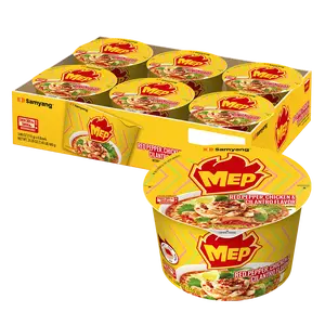 MEP Pack of 6 Chicken Cilantro Ramen, Spicy Korean Instant Bowl Noodle Soup, Savory Bone Broth Ramyeon, Lime Freshness