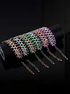 Luxury Vintage Full-Diamond Wool Braided Bracelet | Niche High-End Colorful Crystal Design | Exotic Jewelry | Perfect for Stylish Sister Matching & Street Looks