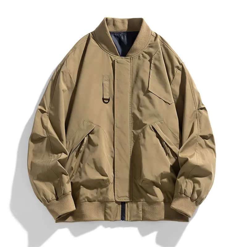 Men's bomber jacket, men's flight jacket, multifunctional bomber, Techwear jacket, outdoor casual jacket, practical work pants with multiple pockets, ribbed stand up collar zipper, loose and lightweight Gorpcore streetwear outdoor jacket