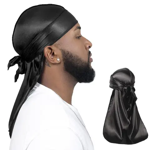BIGWIG Silky Durag - Unisex Universal Silk Head Scarf, Satin-Lined Turban, Wide Fit, Multi-Color Options, Premium Silk, Wide & Long Tail, Ultra-Soft, Breathable, Hair Protection, Durable Satin for Daily Use, Ideal for 360 Waves, Black Owned Business
