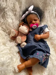 Lifelike Black Reborn Baby Dolls 20 Inch 50 cm Weighted Body Realistic Newborn Baby Doll with Hair African American Real Life Baby Dolls Cloth Body Toy for Kids Age 3+