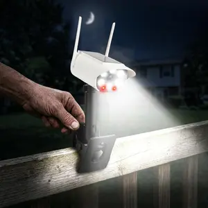 Wireless Dummy Security Camera Solar Outdoor Light, 2-in-1 Decoy CCTV & Motion Sensor Light with Constantly Blinking Dual Red LEDs, USB Chargeable, 1500mAh Battery for Renter, RV, Backyard, IP65 Waterproof