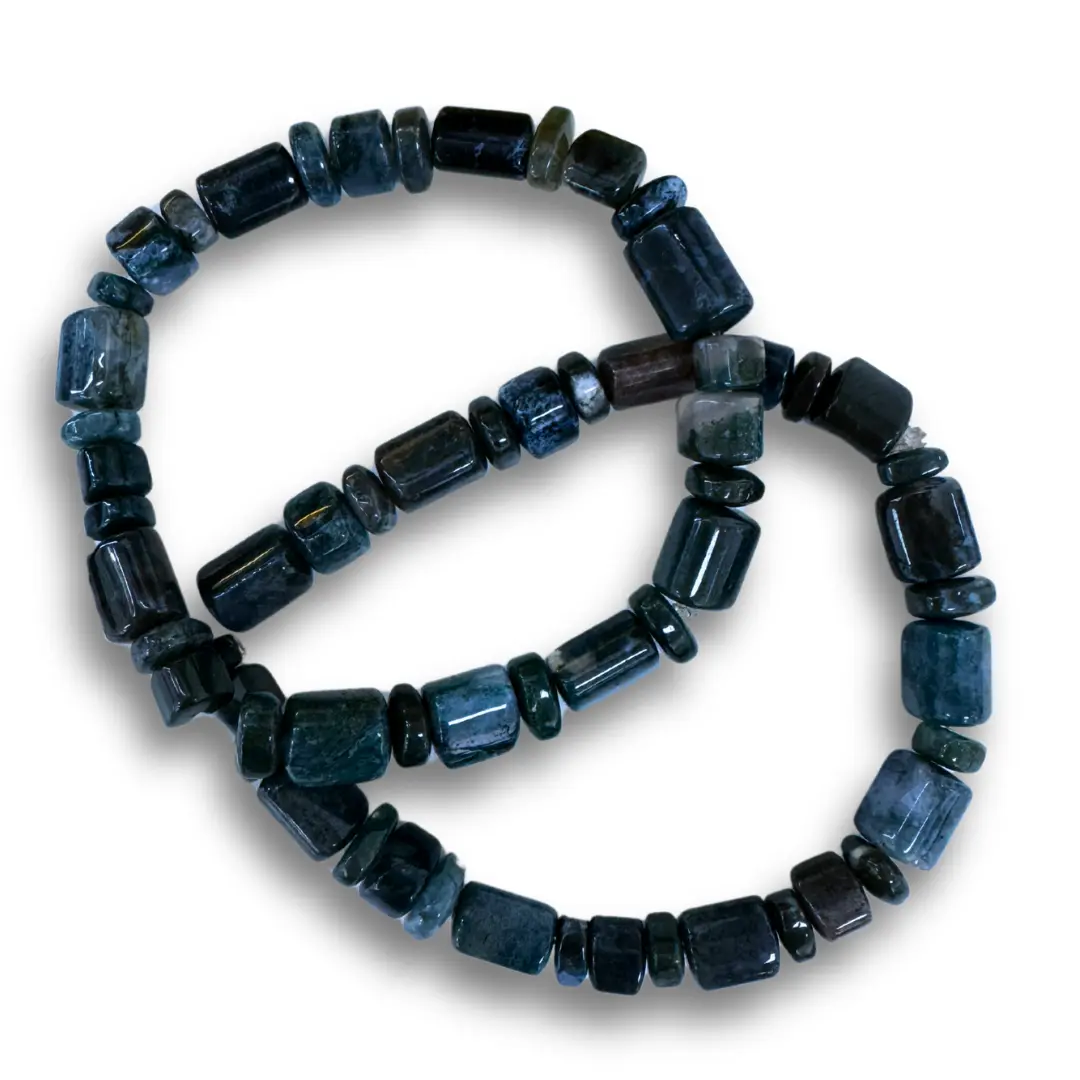 Moss Agate Nugget Beaded Bracelet
