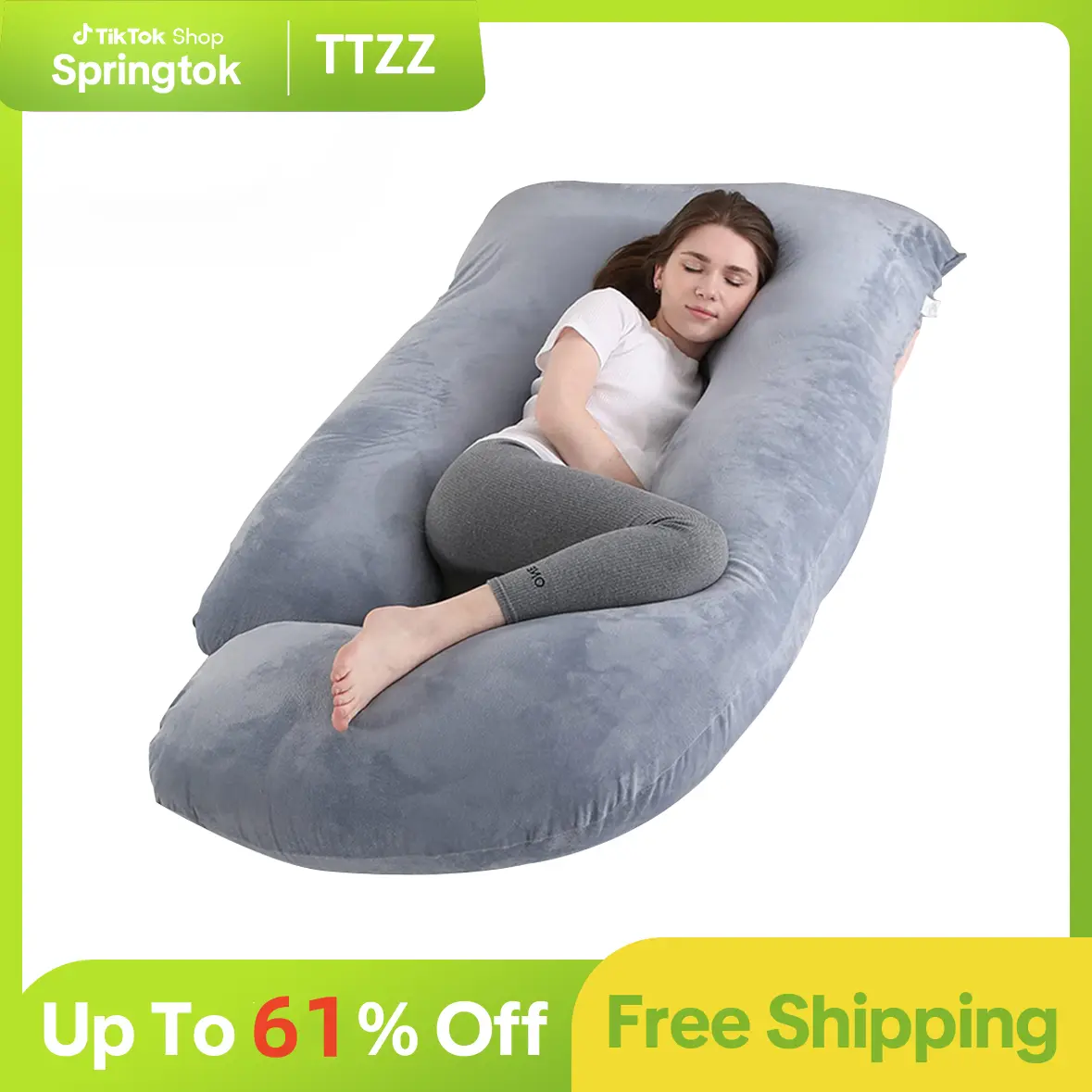 TTZZ Pregnancy Pillows, U-Shape Full Body Pillow, Removable Cooling Cover, Pregnancy Pillows for Sleeping, Body Pillows for Adults, Maternity Pillow and Pregnancy Must Haves