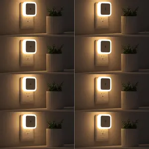 8 Pack Plug-in LED Night Lights Auto Dusk to Dawn Sensor Wall Night Lamps Home Bedroom Corridor Decor Lighting