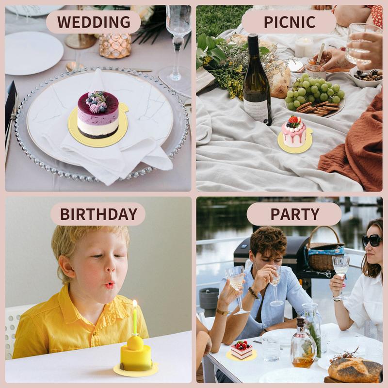 100 Pcs Mini Cake Boards, 3.5 Inch Round Golden Mousse Cupcake Boards for Dessert Displays Wedding,Parties,Baby Shower