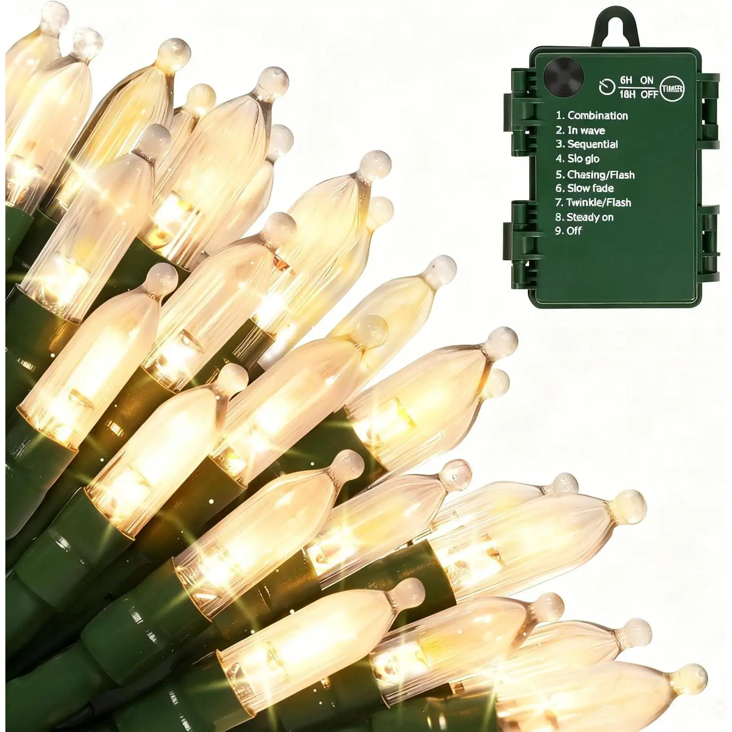 Operated Christmas Lights, 18 FT 50 LED Clear Mini String Lights, 8 Modes with Timer  Tree Lights for Xmas Indoor Outdoor Holiday  Decor, Warm White