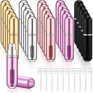 30 count 5ml Refillable Perfume Atomizer Mini Refillable  Bottle with 10 Refill Dispenser Pump Transfer Tool Portable Small Plastic Scent Pump Bottle for Travel Outgoing(Multi Colors)