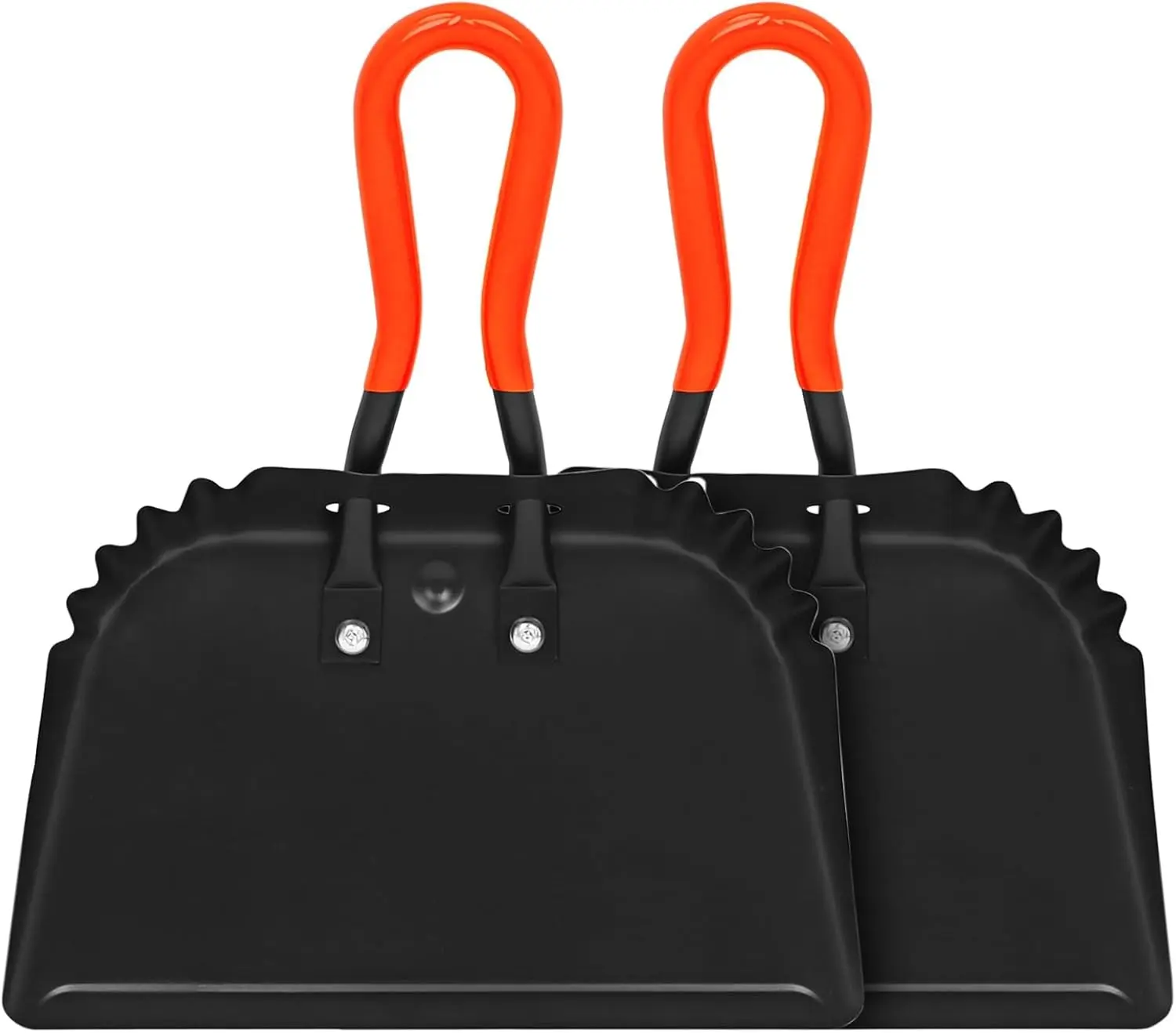 (2PK) Metal Dust Pans Heavy Duty, 12” Outdoor Dustpan with Rubber Handheld Handle, Large Shovel Wide Scoopers for Garage Shop Fireplace Commercial Uses