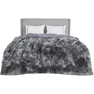 Ultra Soft Fluffy Blankets Queen Size for Bed – Fuzzy Faux Fur Sherpa Fleece Queen Blanket Full Size, Tie-dye Decorative Gift Blanket, Warm Thick Queen Blanket for Bed, 90x90 Inches, 640 GSM