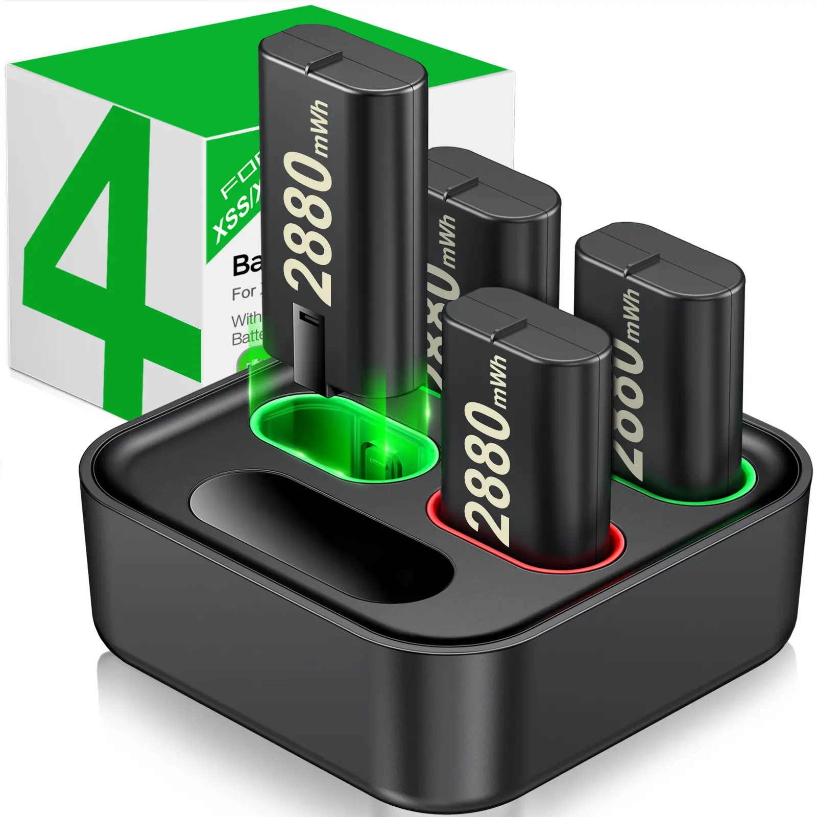 Beboncool 4-Pack 2880mWh Xbox One Controller Batteries with LED Indicator & Smart Protection for Xbox Series X/S/One/S/Elite Console Accessories