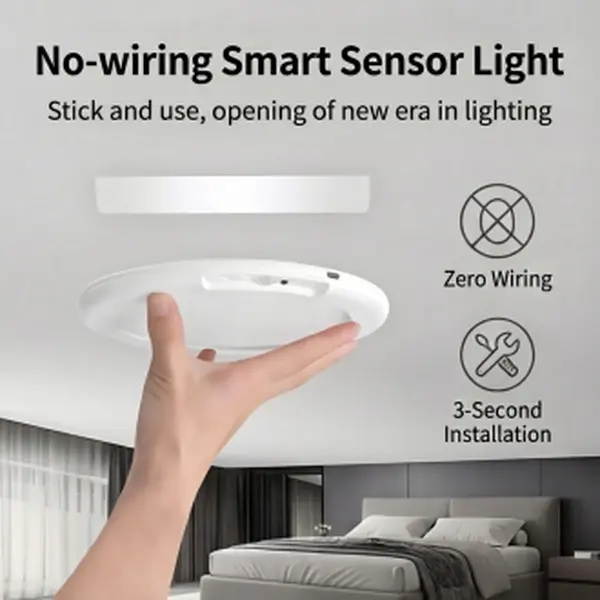 2-Pack Modern Slim Round Motion Sensor Rechargeable Ceiling Light - Cordless Lamp, Wireless Battery-Operated Adjustable LEDs, Remote Control, Magnetic Installation, 3 Colors, Home Decor Light, Ideal for Bedroom, Closet