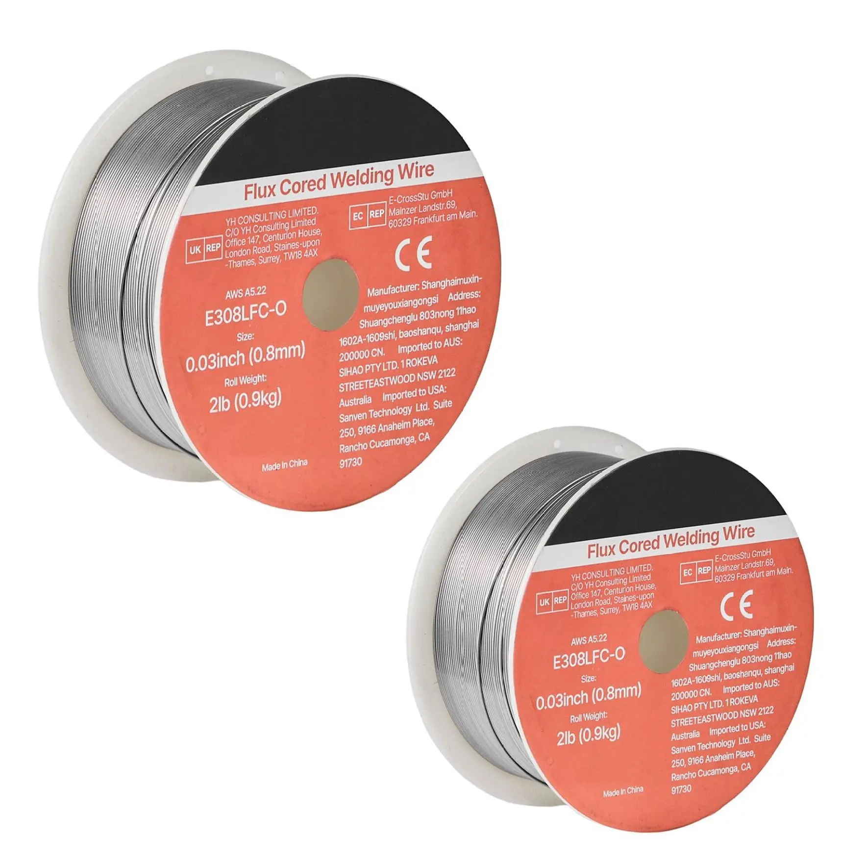 Flux Core MIG Welding Wire, 0.03-inch E308LFC-O 2 LBS - Gasless Stainless Steel Wire for All Position Welding, Low Spatter, Self-Shielded Outdoor Use 0.03 inch