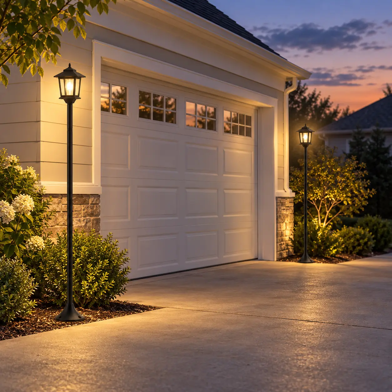 Naturuxa 63" Aluminum Solar Lamp Post Light Set (2Pcs) - Warm White Solar Outdoor Lights with Illumination, Water Resistant, Garden/Pathway/Yard Decor, Mother's Day Gift
