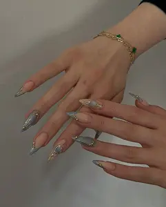 Luxe Galaxy-Inspired Press On Nails/Handmade Gel Nails In Long Almond/Glue On Nails/False Nails/Birthday Wedding Prom Nails/Gift for Her