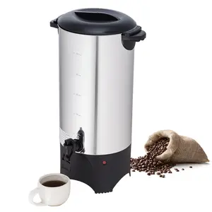 Commercial Coffee Urn, 50 Cups Large Capacity Coffee Dispenser, Fast Brewing, Food Grade Stainless Steel Body, Anti-scald Design with Indicator Light