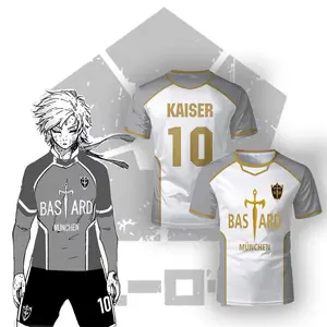 2025 New Blue Lock Anime Bastard München Jersey  Men's Football T-shirt Kaiser 10 Isagi Cosplay Tops Munich Sports Boy Tees
