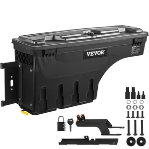 VEVOR Truck Bed Storage Box, Lockable with Password Padlock, 6.6 Gal/25 L ABS Wheel Well Tool Box, Waterproof and Durable, Compatible with Ford F-150 2015-2021, Drivers Side (Left)
