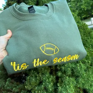 Embroidered ‘tis the season football lover sports fan trendy and minimalist monochromatic sweatshirt holiday gifts