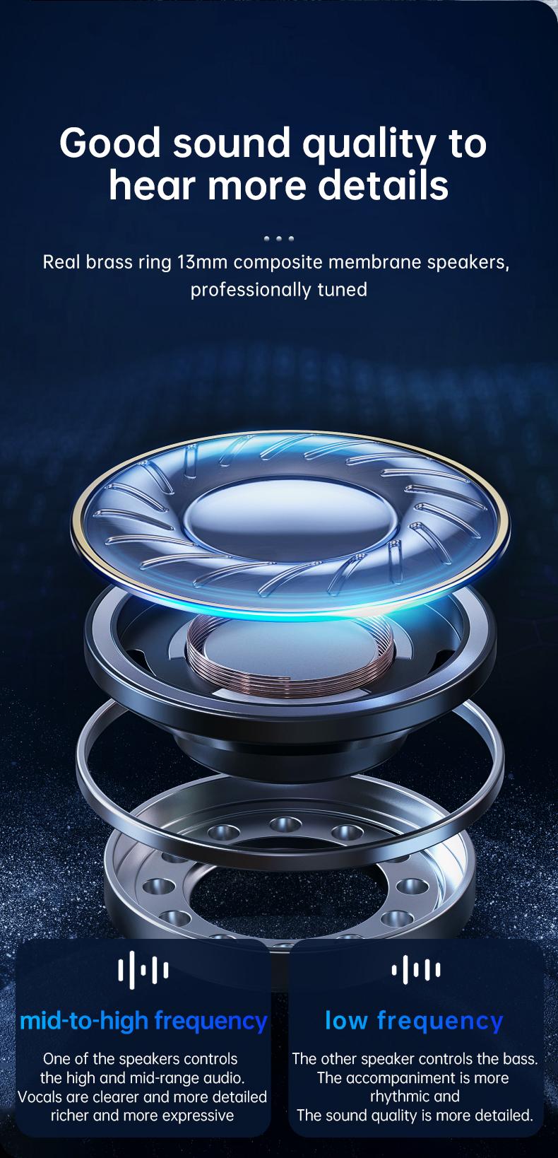 EarBarz K50 Nova Wireless Bluetooth 5.3 Earbuds with 13mm Dynamic Driver 30H Playtime Zinc Alloy Case Touch Control Christmas Sale