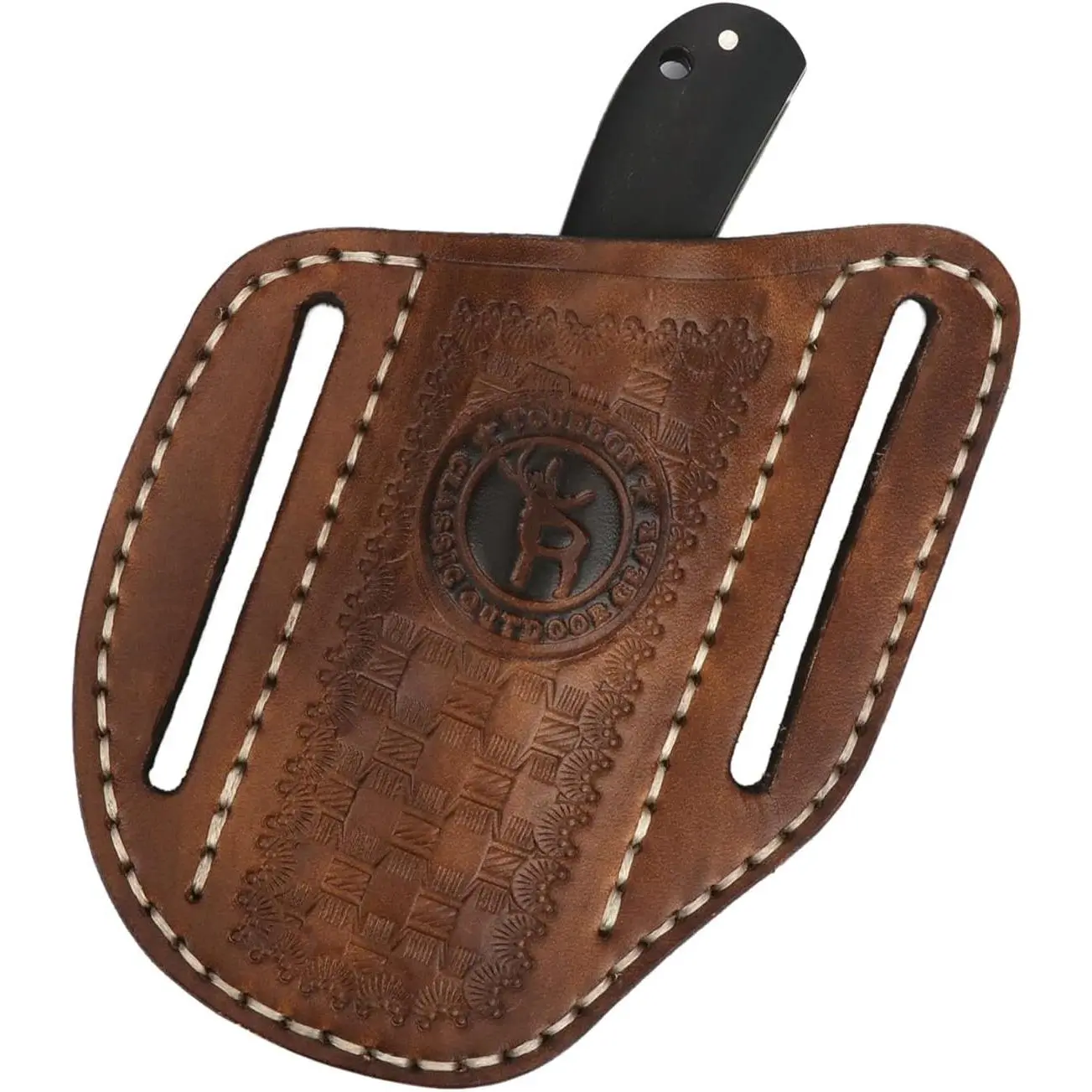Tourbn Synthetic Leather Pocket Folding Belt Pouch - Wide Fit, Durable, Lightweight EDC Holster for Men, Cross Draw Right-Side Carry Open-Top Kitchen Knife Trapper Holder