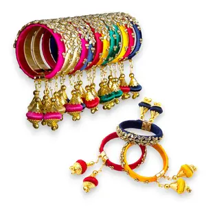 Exquisite Elegance Silk Thread & Kundan Bangles | Indian Tradition Jewelry | Perfect for Weddings, Festivals & Special Occasions | Gift Sets Available